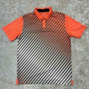Nike Golf Polo Shirt Men Medium Orange Tour Performance Dri-Fit  Geometric Print